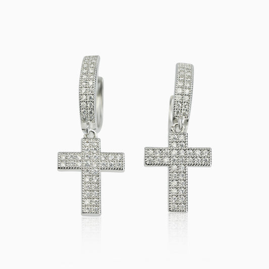 Pendientes Cruz Colgante Plata 925