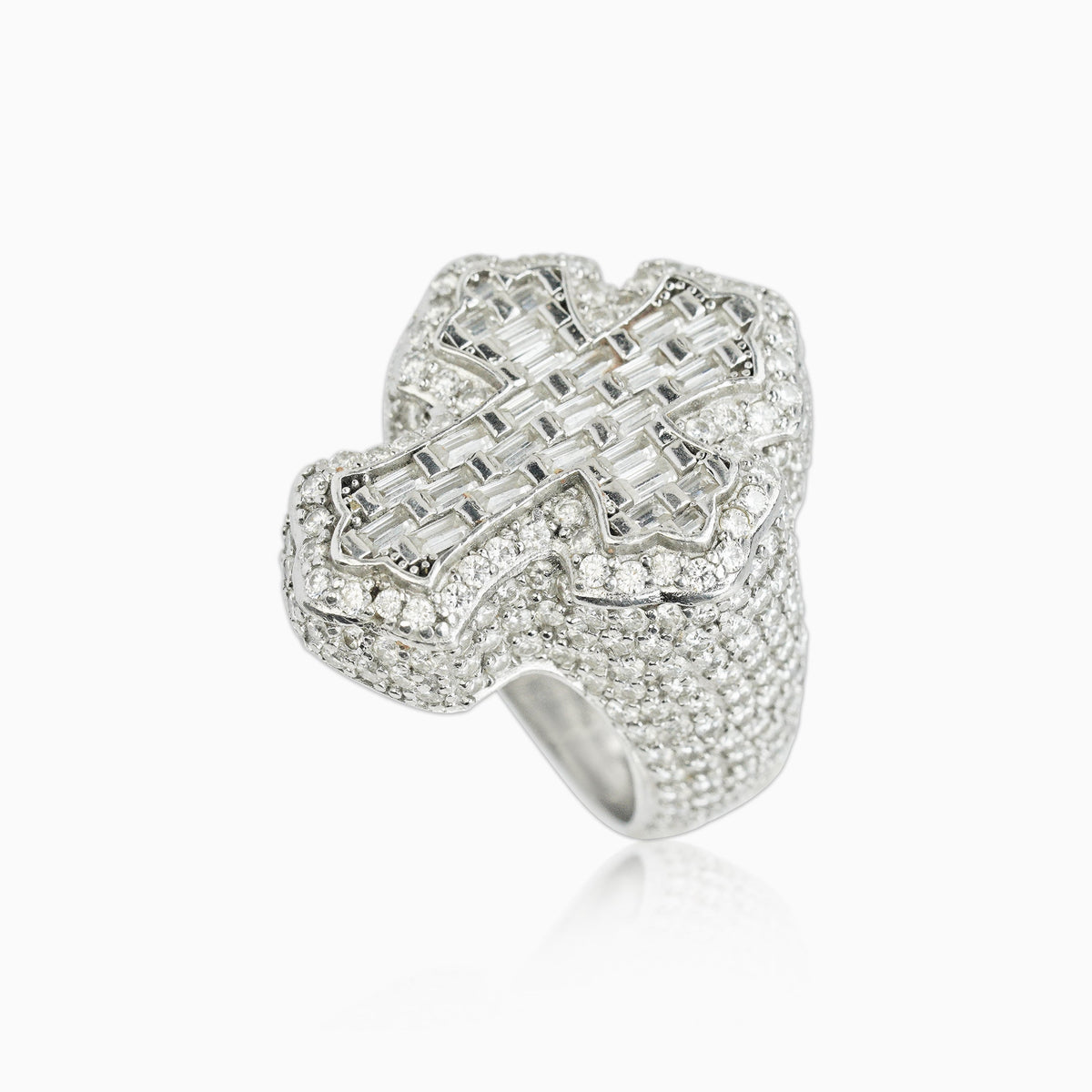 Anillo Ice Cruz Celta Oro Blanco