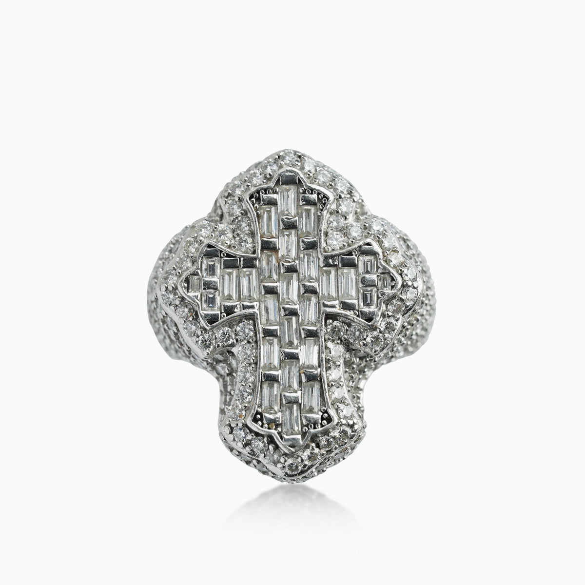 Anillo Ice Cruz Celta Oro Blanco