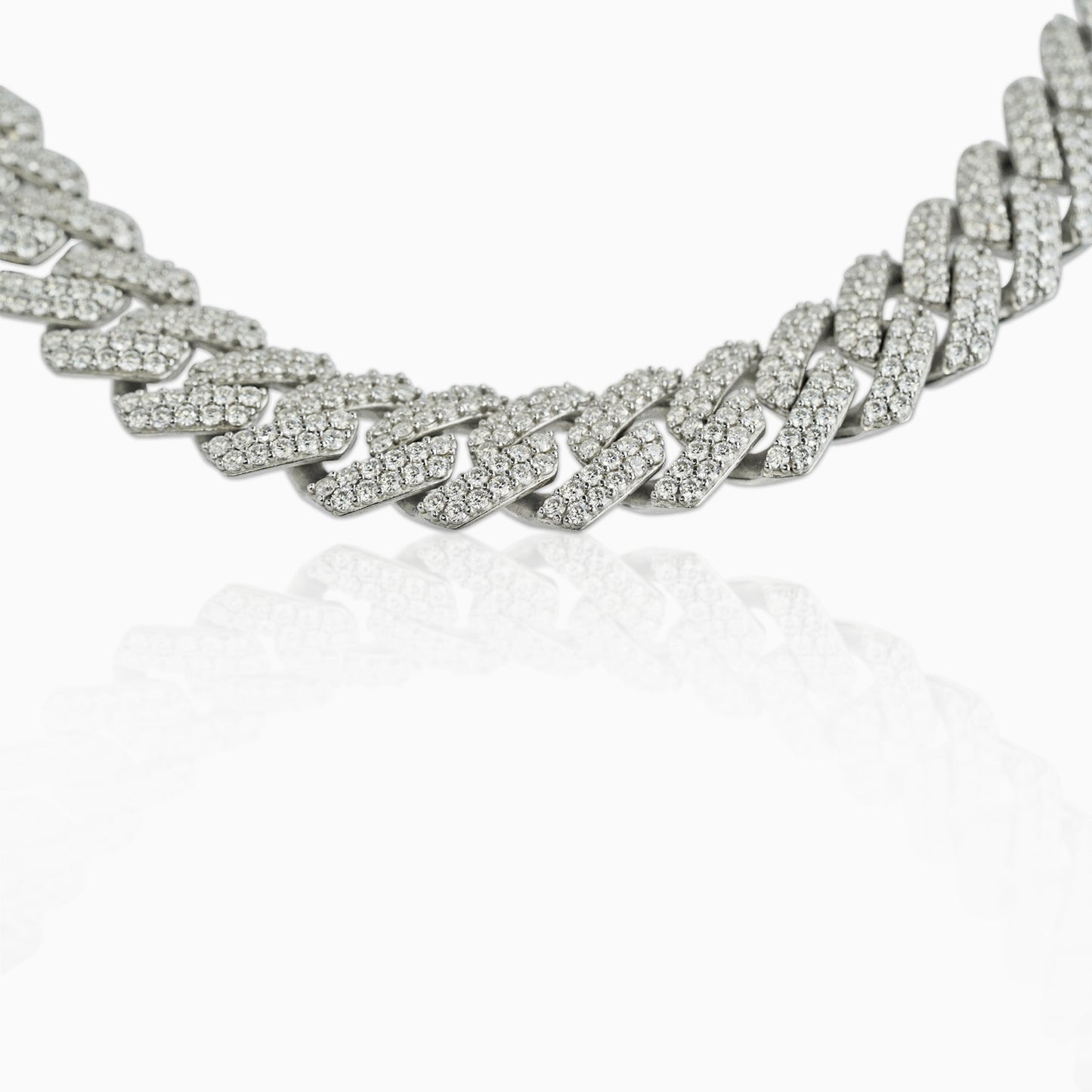 Cadena Cubana Prong 15 Mm VVS Moissanite + Plata 925