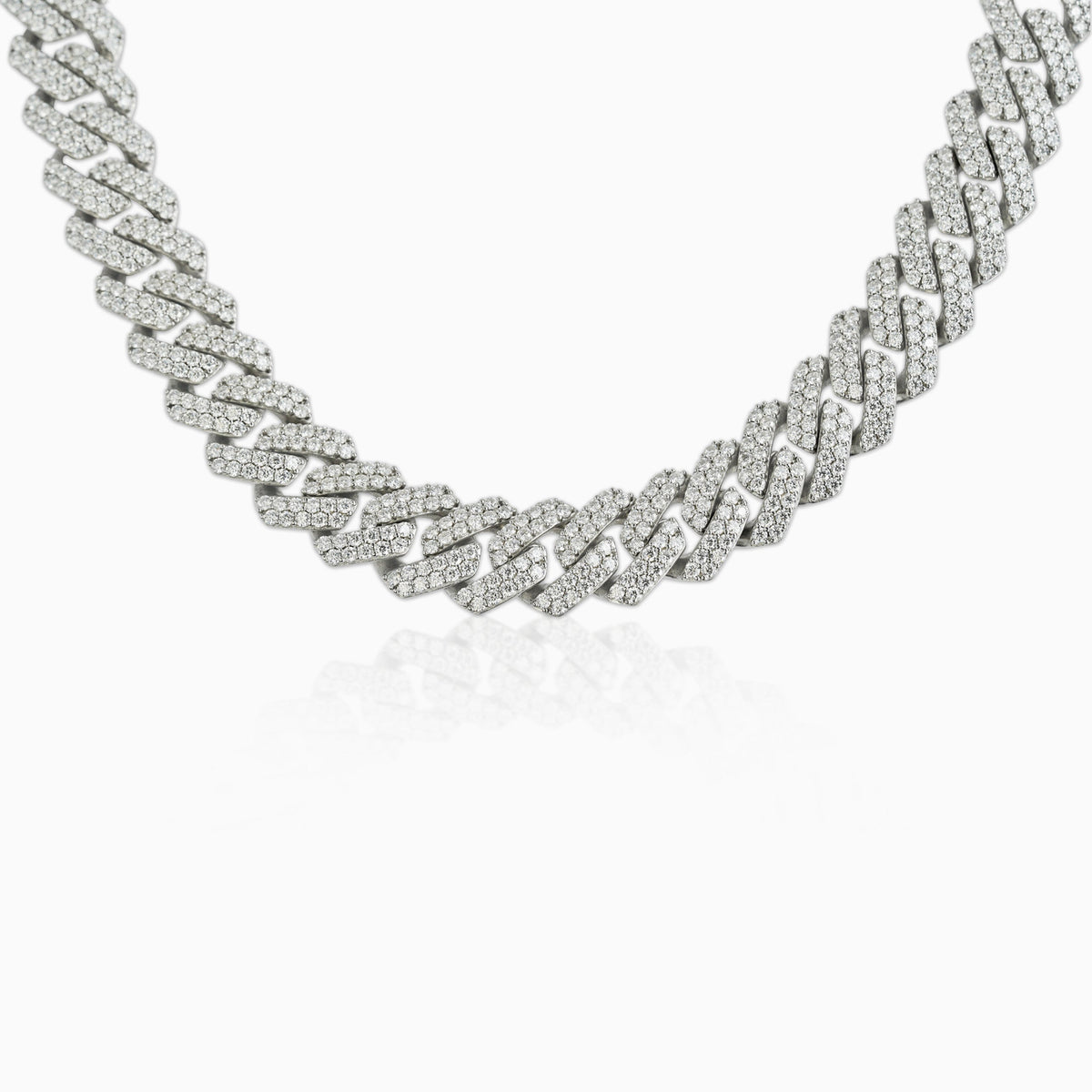 Cadena Cubana Prong 15 Mm VVS Moissanite + Plata 925