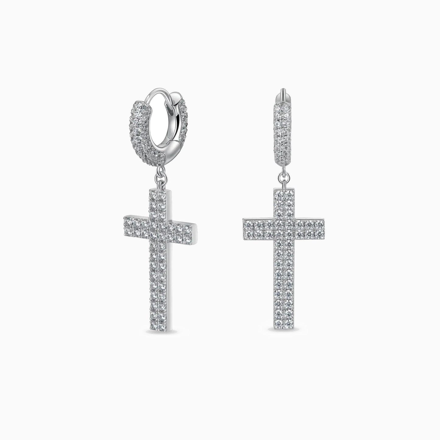 Pendientes Cruz Colgante VVS Moissanite + Plata 925