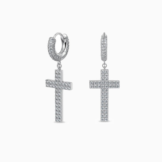 Pendientes Cruz Colgante VVS Moissanite + Plata 925