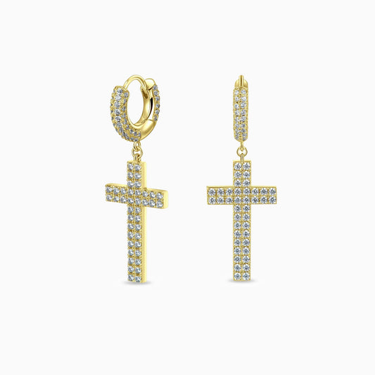 Pendientes Cruz Colgante VVS Moissanite Oro 18K
