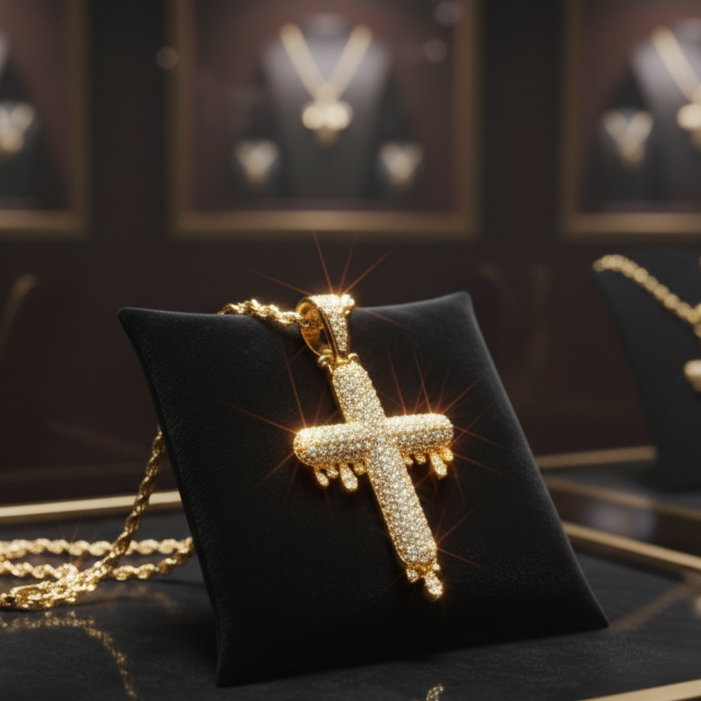 Colgante Cruz Drip Oro 18K