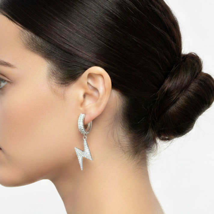 Pendientes Rayo Colgante Plata 925