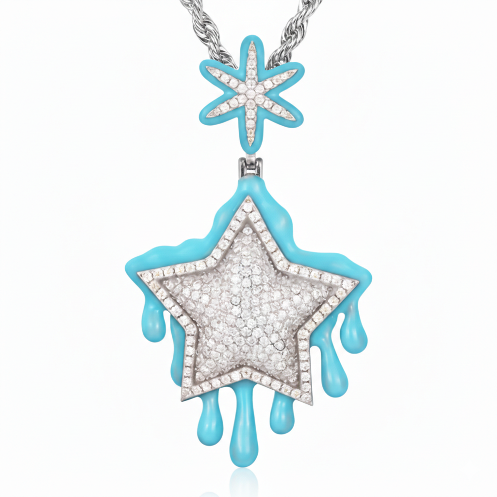 Colgante Luminoso Dripping Star Oro Blanco