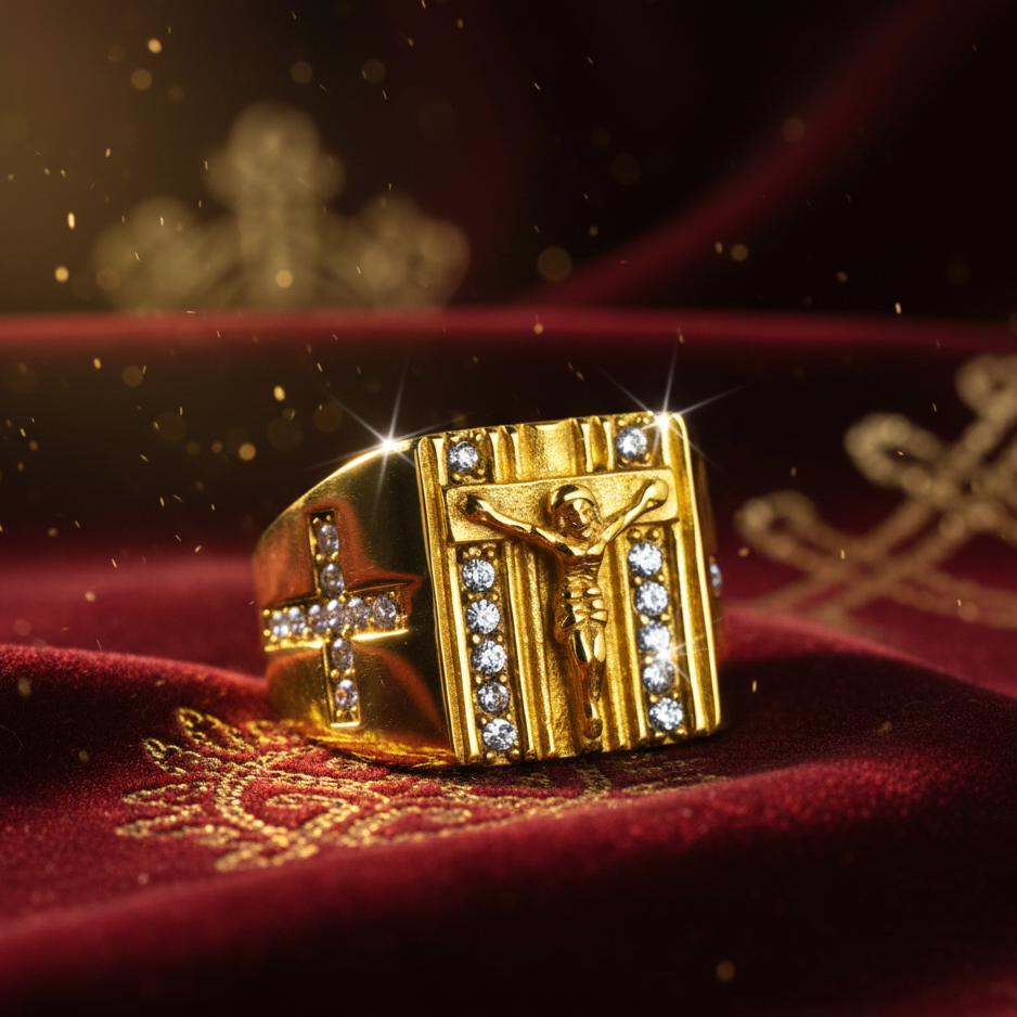 Anillo Blessed Cruz Hombre Oro 18K