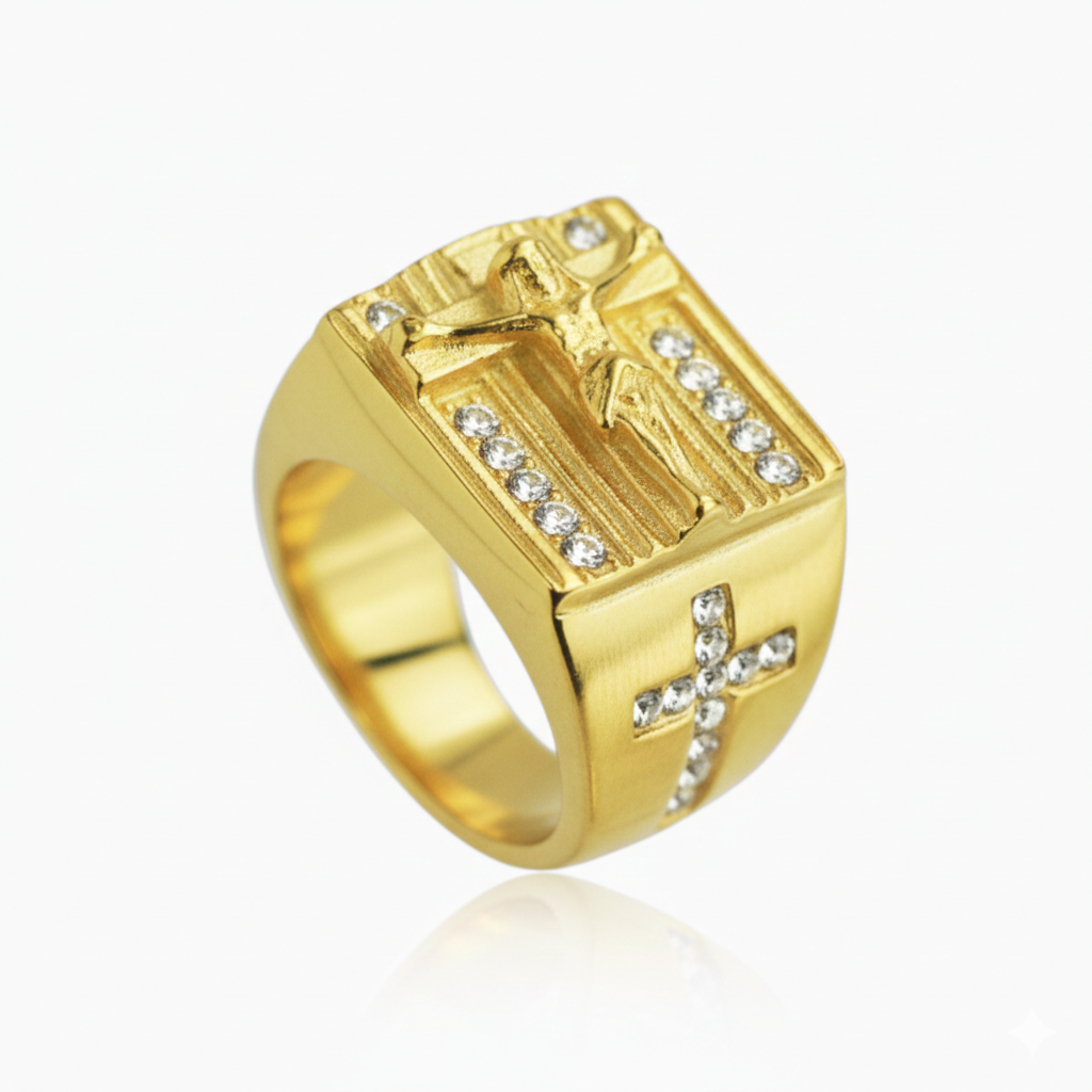 Anillo Blessed Cruz Hombre Oro 18K