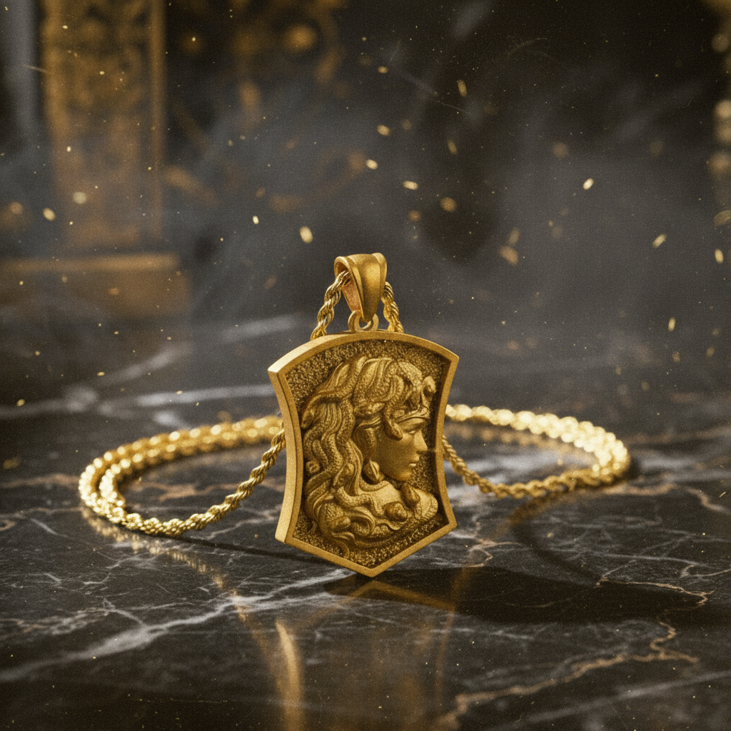 Colgante Escudo Medusa Oro 18k
