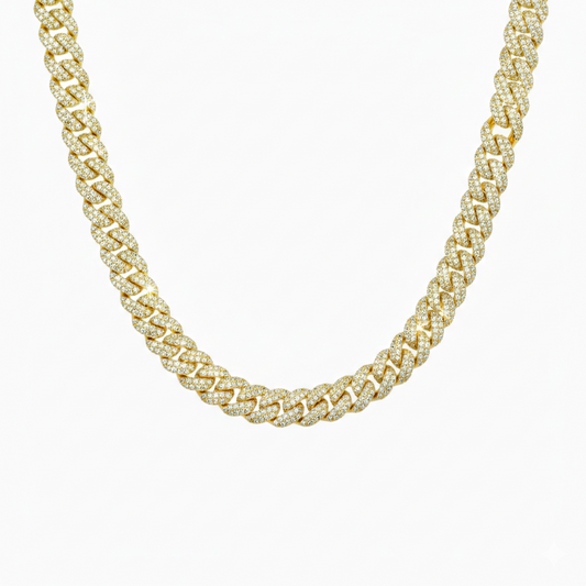 Cadena Cubana Ice 10Mm Oro 18K