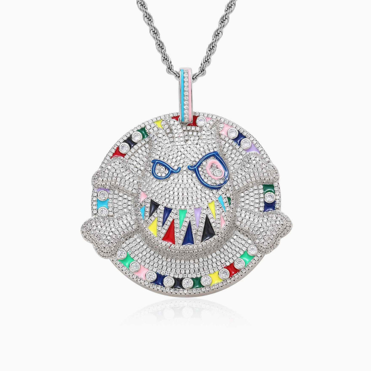 Colgante Rainbow Skull Oro Blanco