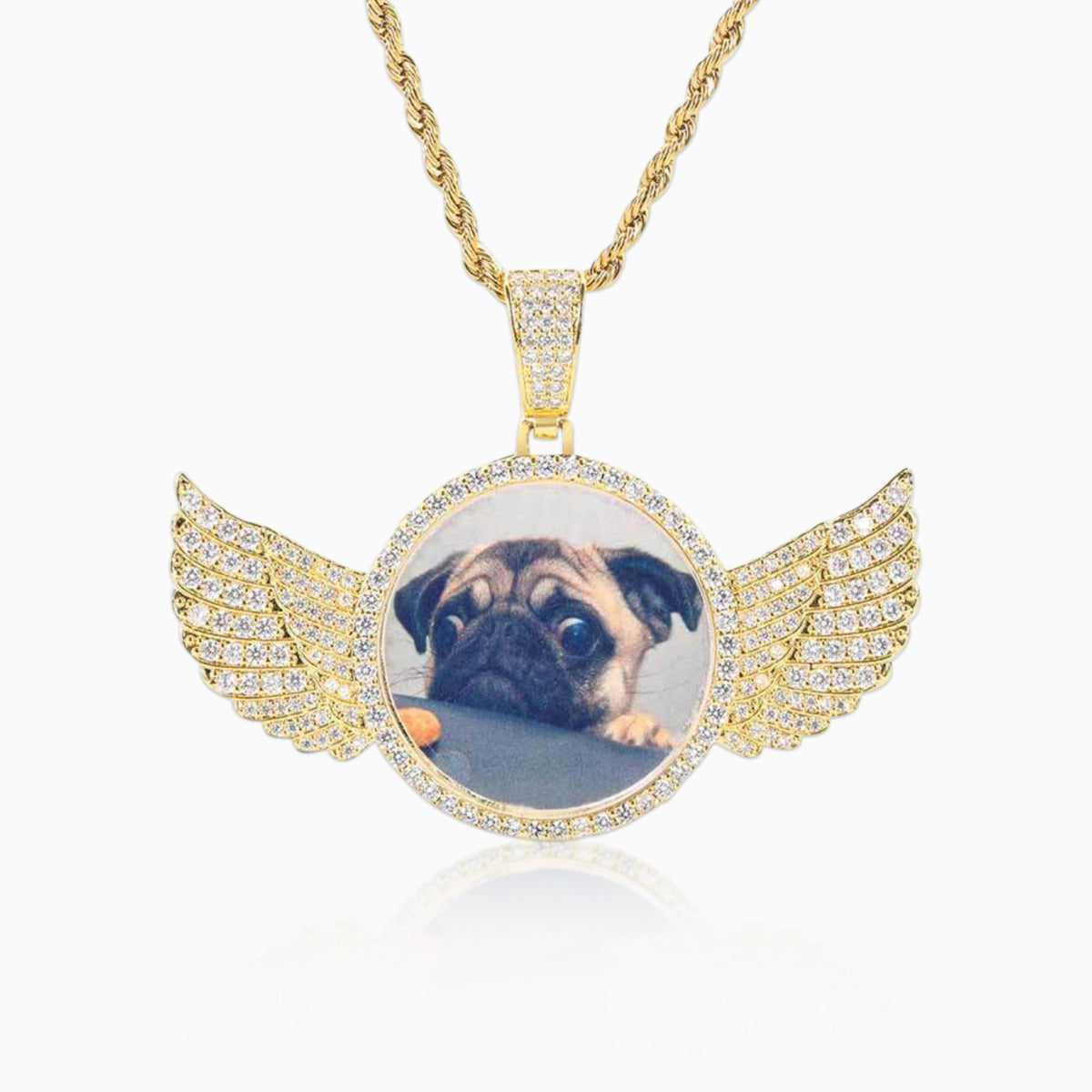 Colgante Personalizado Foto Alas Oro
