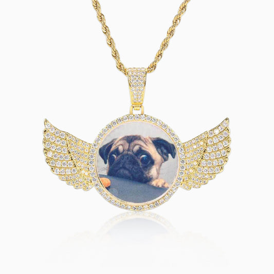 Colgante Personalizado Foto Alas Oro
