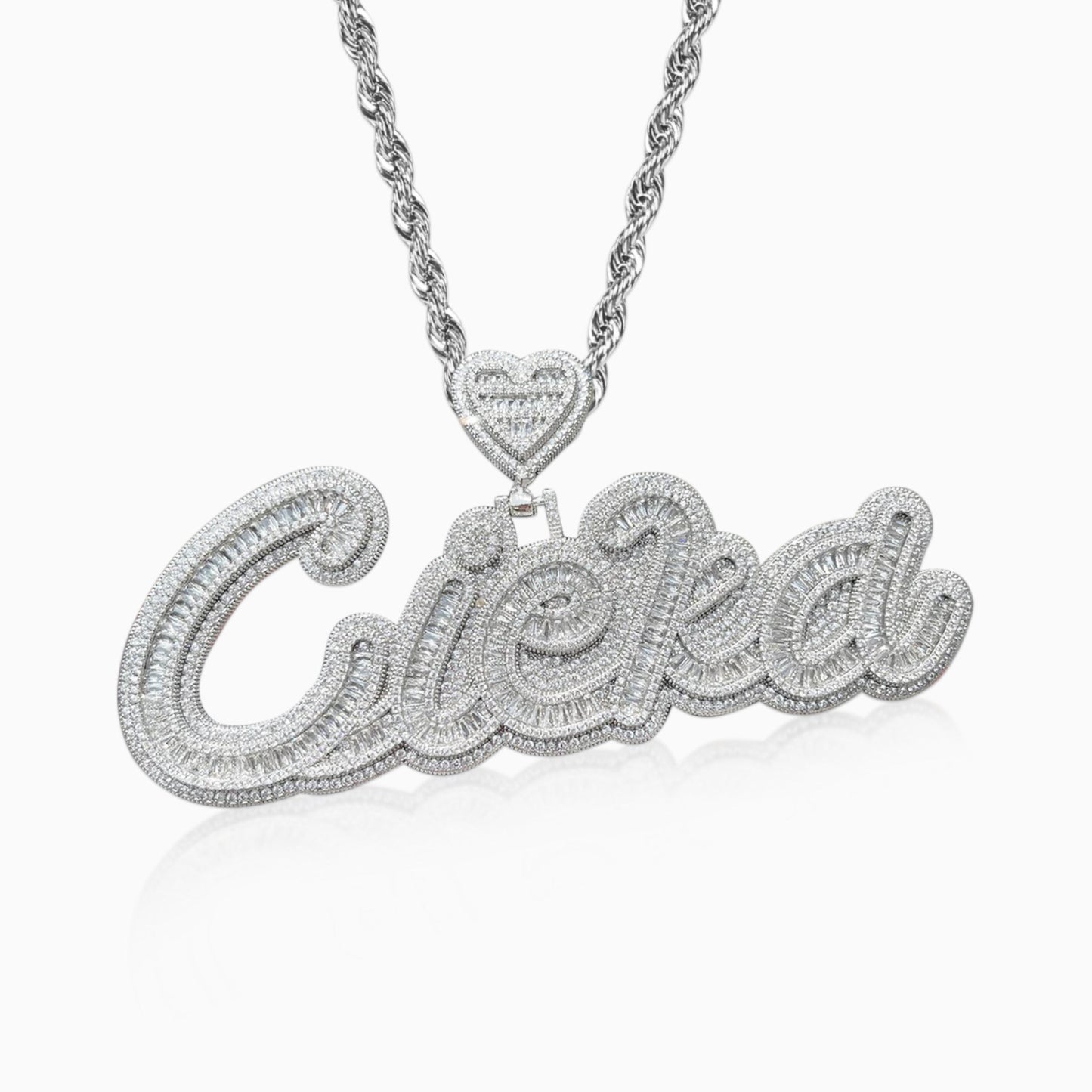 Colgante Personalizado Corazón Baguettes Oro