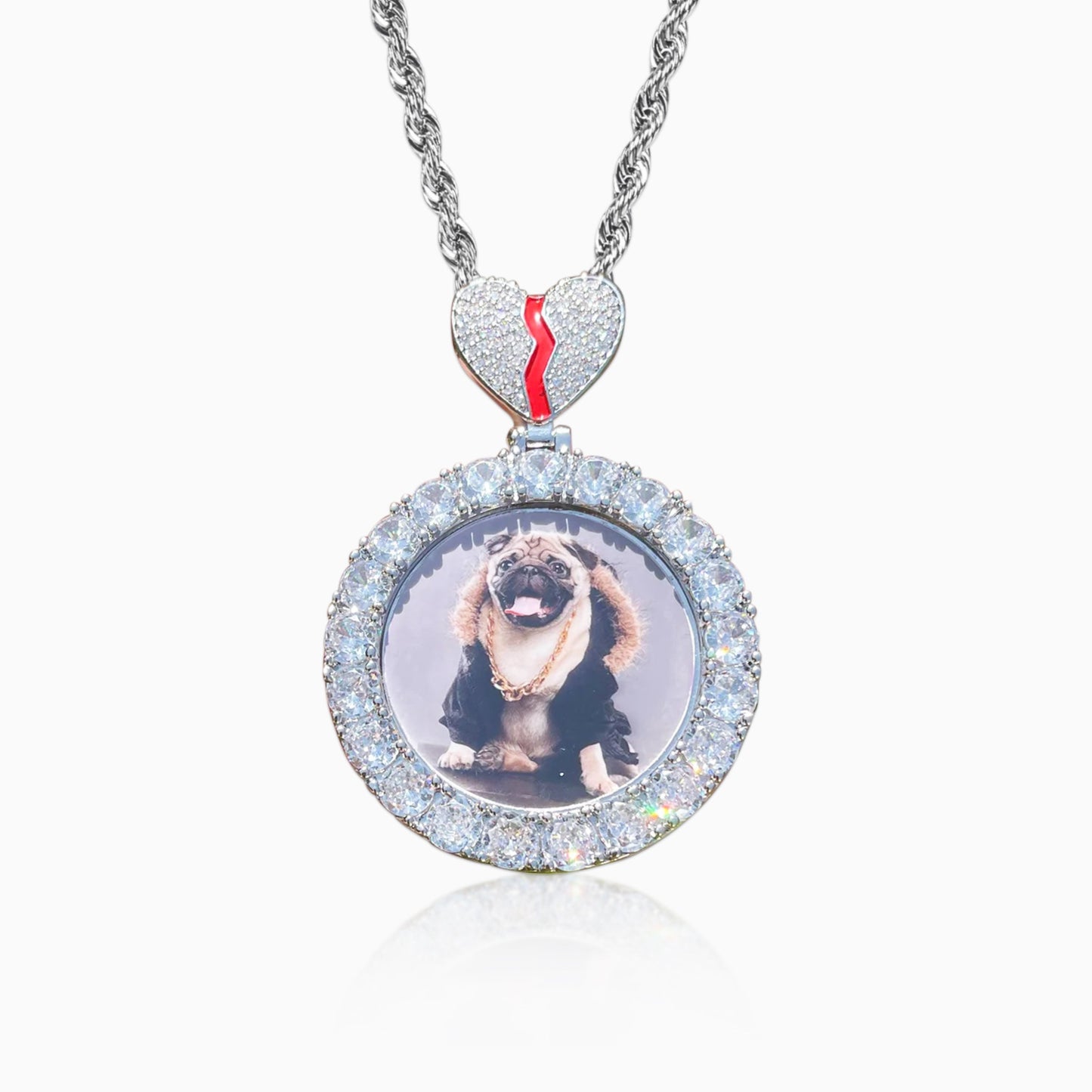 Colgante Personalizado Foto Redonda Corazon Oro