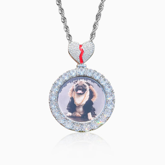 Colgante Personalizado Foto Redonda Corazon Oro