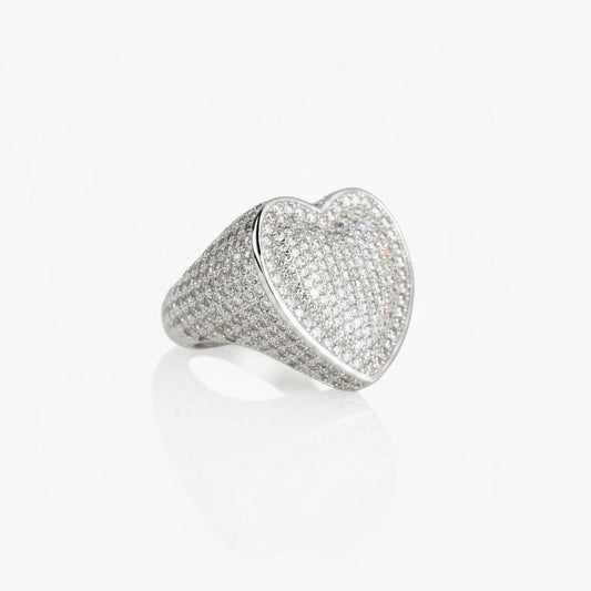 Anillo Ice Corazón Oro Blanco