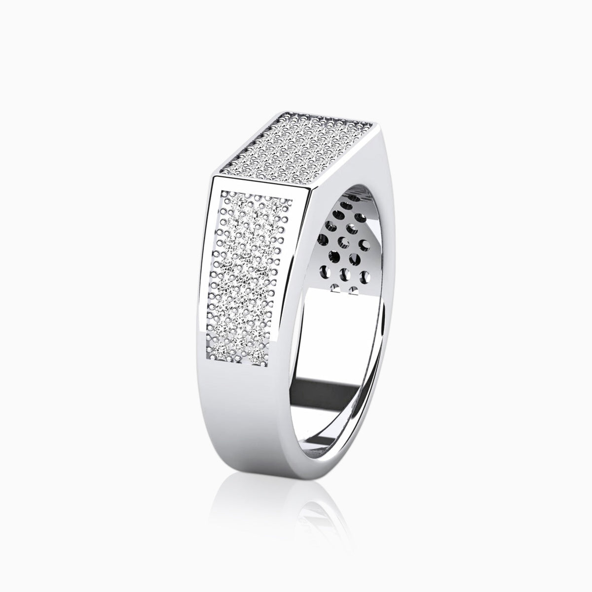 Anillo Plano Ice Oro Blanco