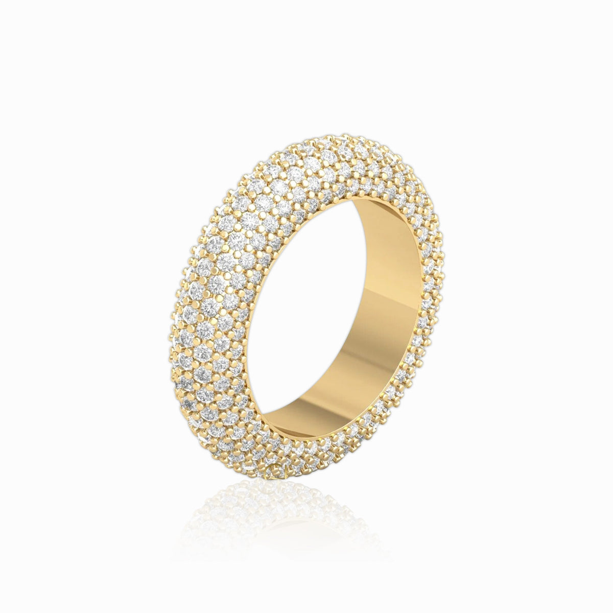 Anillo Clasico Bandas VVS Moissanite + Plata 925 Oro 18K