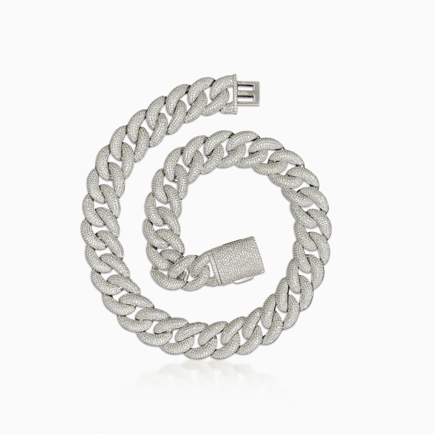 Cadena Cubana Rich Boss 20 Mm Oro Blanco