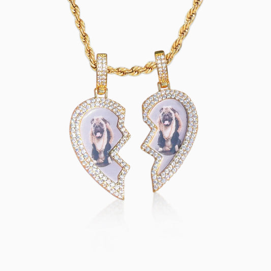 Colgante Personalizado Corazón Roto Oro