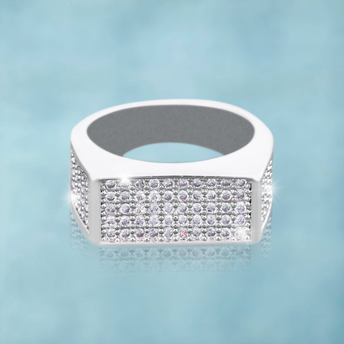 Anillo Plano Ice Oro Blanco
