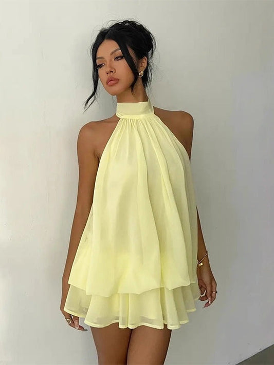 Mini Vestido Ligero y Vaporoso en Capas