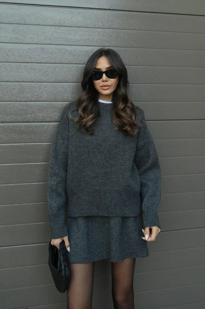 Beatrice | Conjunto suave de punto en gris
