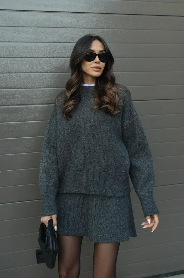 Beatrice | Conjunto suave de punto en gris