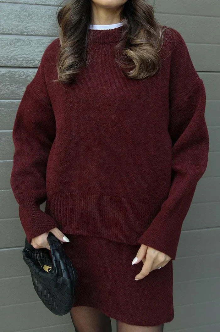 Beatrice | Conjunto suave de punto en burdeos