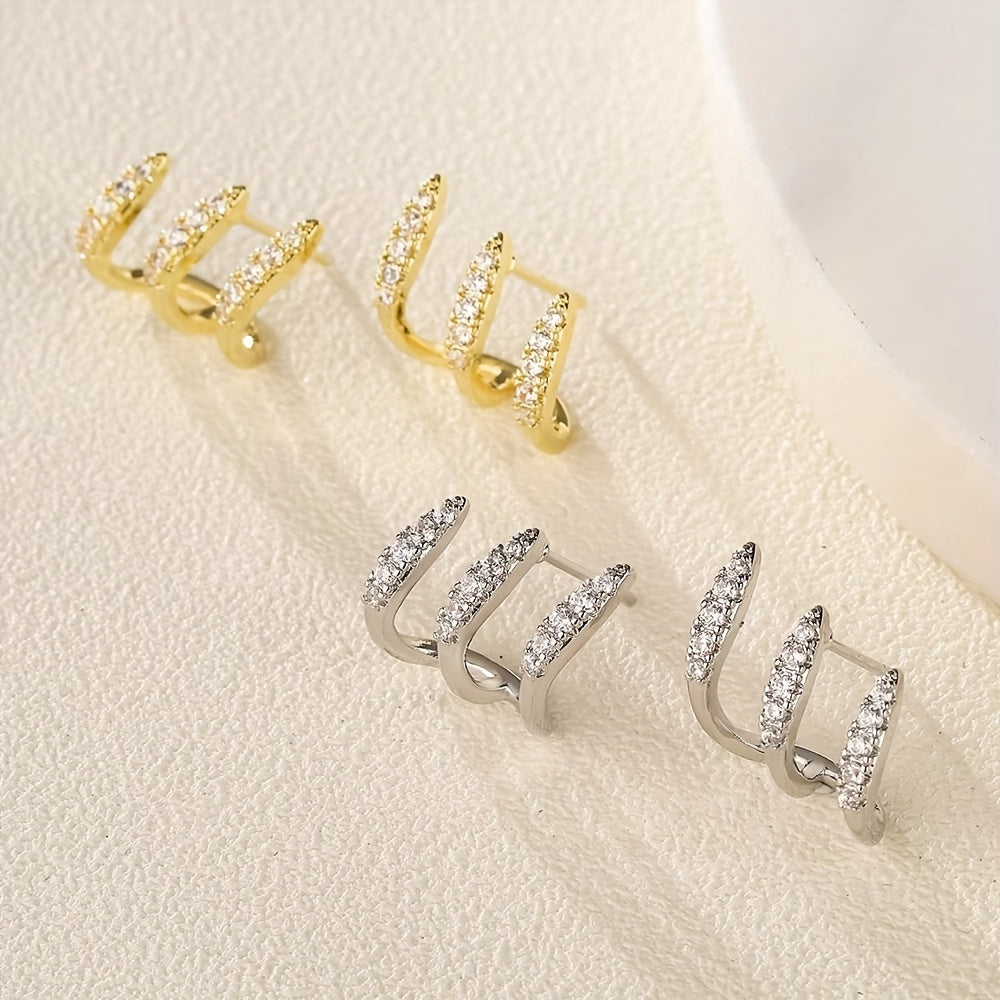 Pendientes elegantes con strass de tres garras