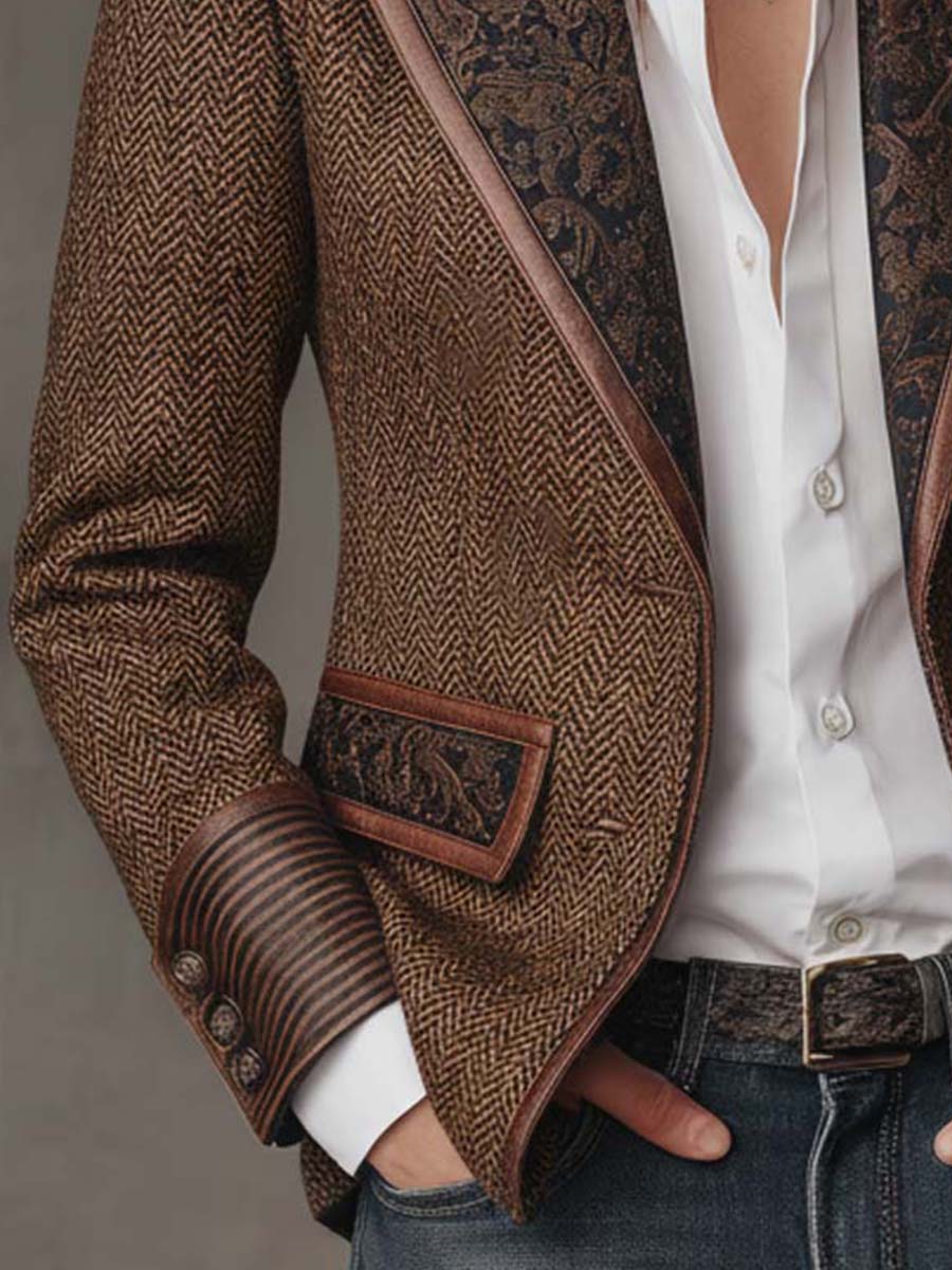 Francesca | Blazer de espiga con detalles estampados en contraste