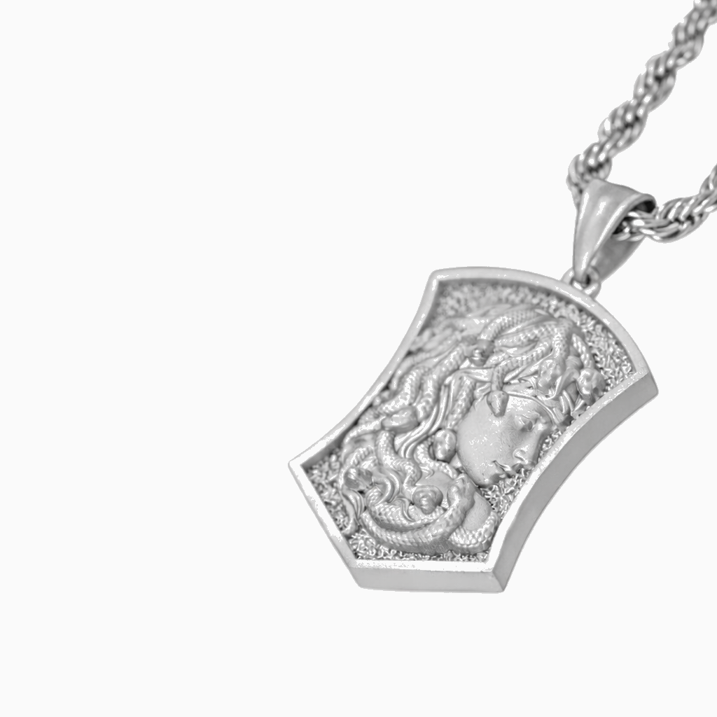 Colgante Escudo Medusa Oro Blanco