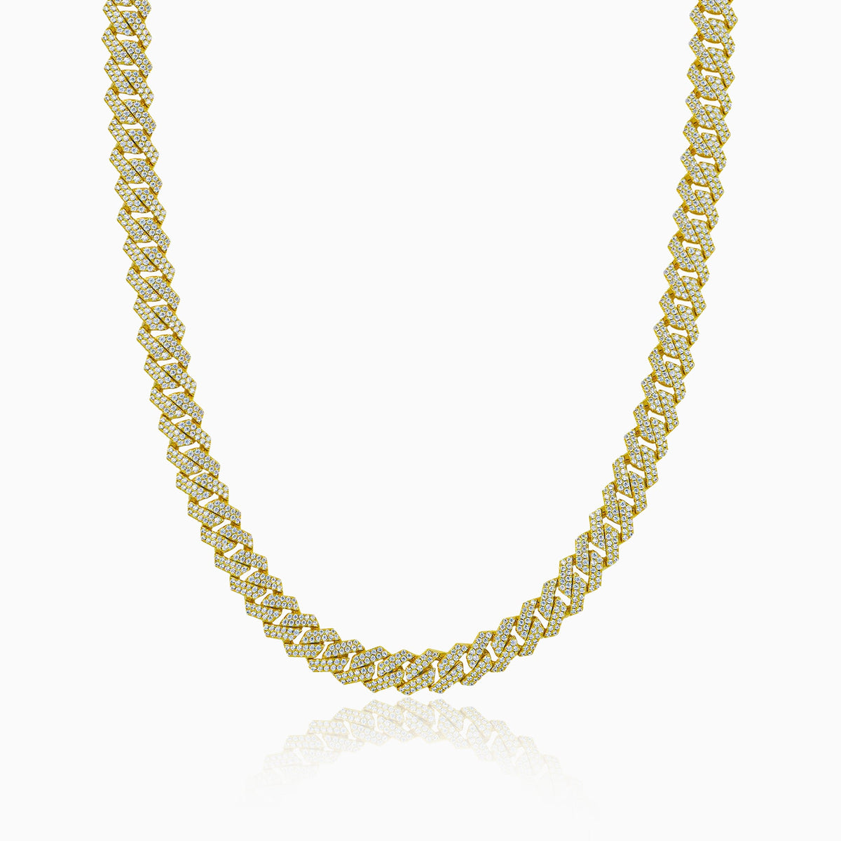 Cadena Cubana Prong 10 Mm Oro 18K
