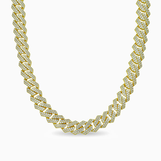 Cadena Cubana Prong 15 Mm Oro 18K