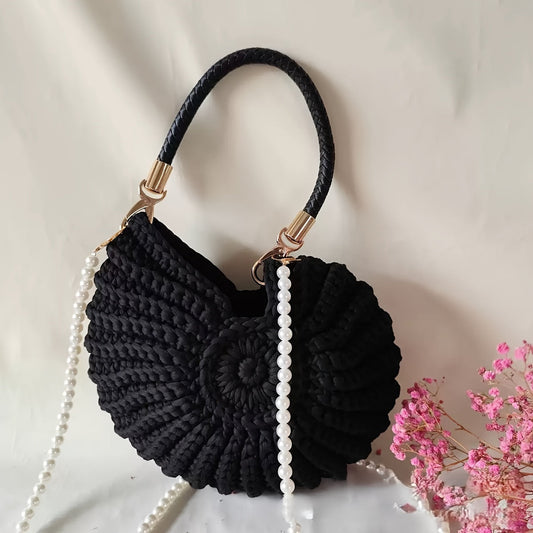 Orsola | Bolso Tote Trenzado con Correa de Cadena - Negro