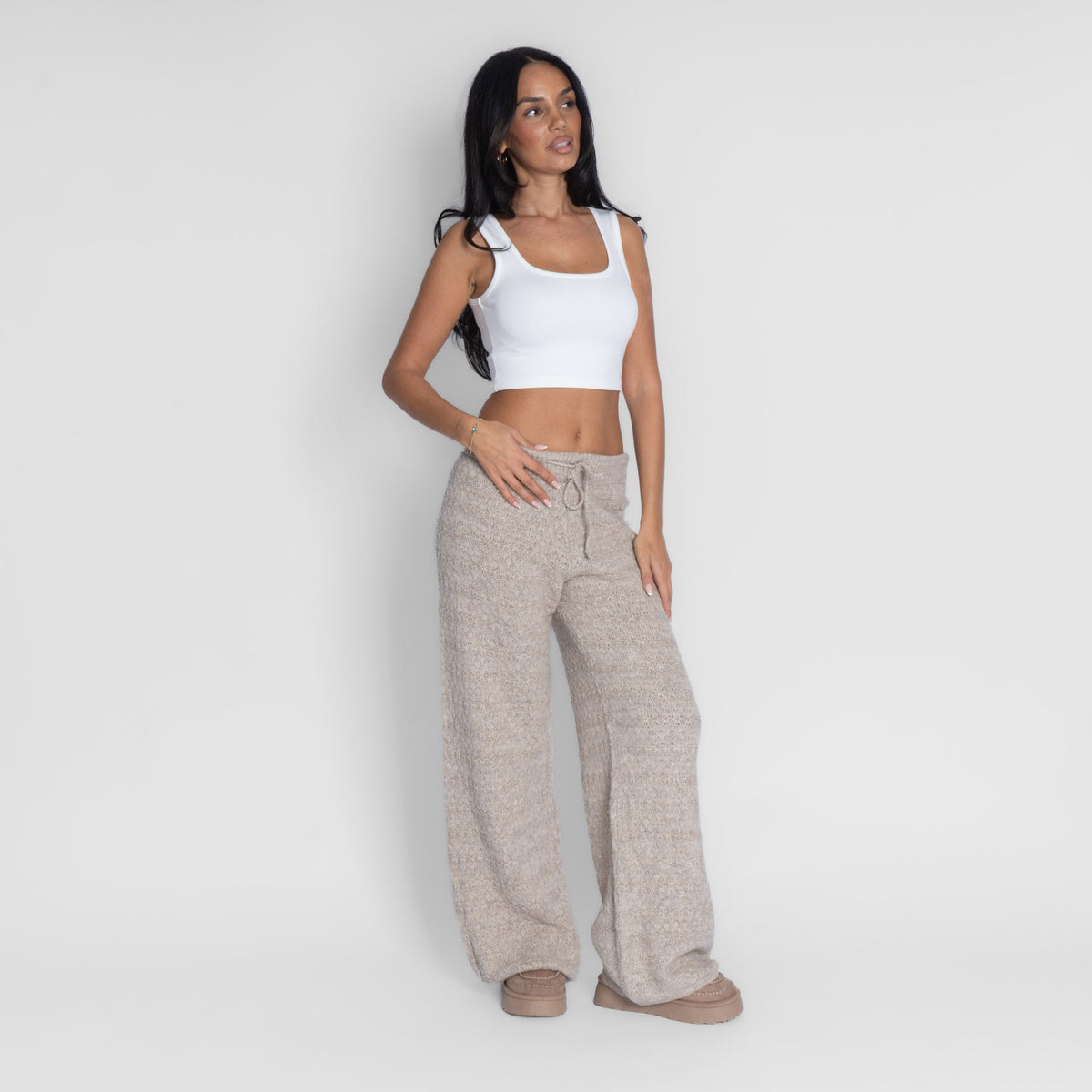 Pantalón ancho de punto suave