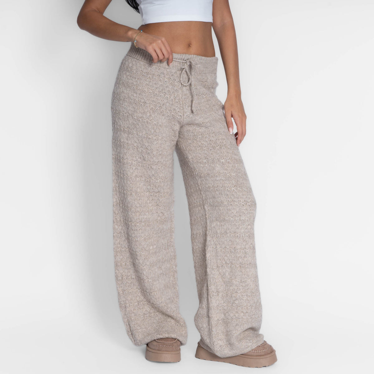 Pantalón ancho de punto suave