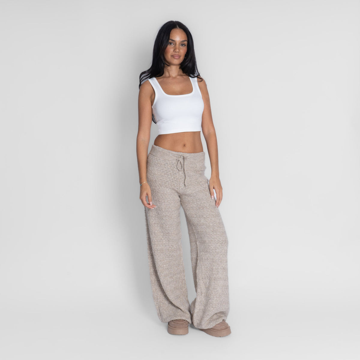 Pantalón ancho de punto suave