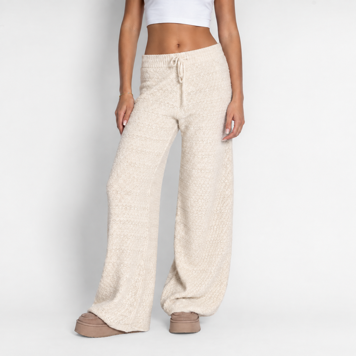 Pantalón ancho de punto suave