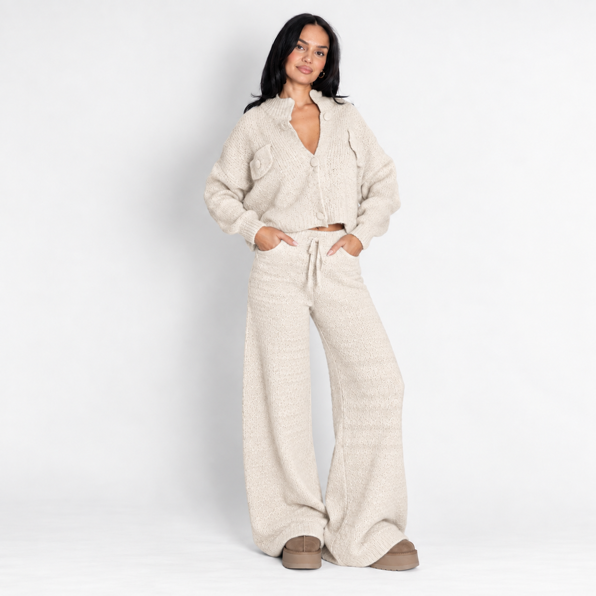 Pantalón ancho de punto suave