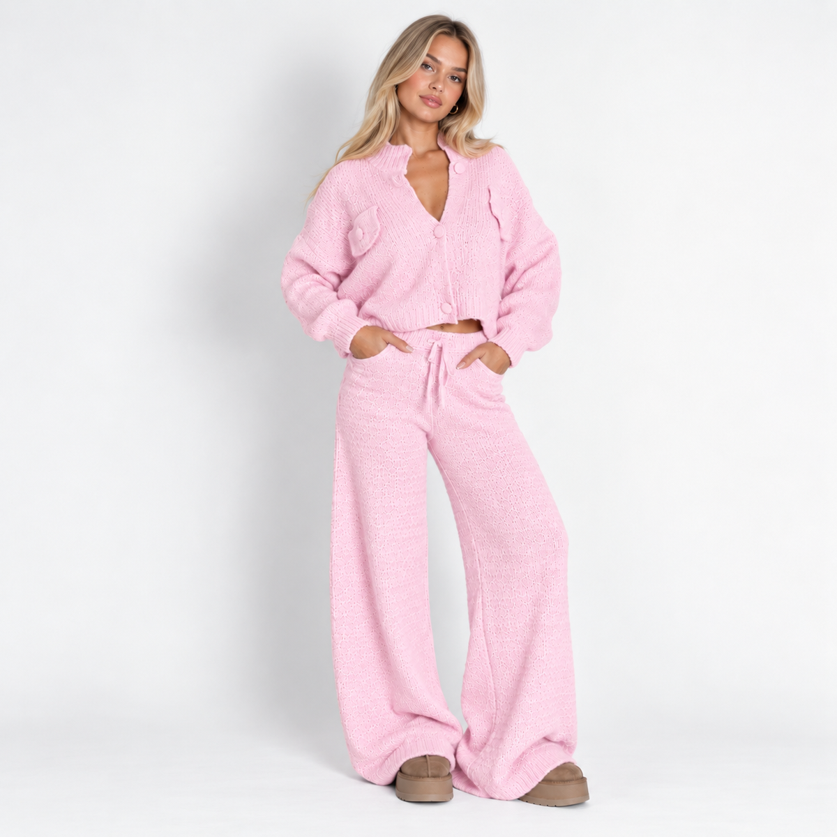 Pantalón ancho de punto suave