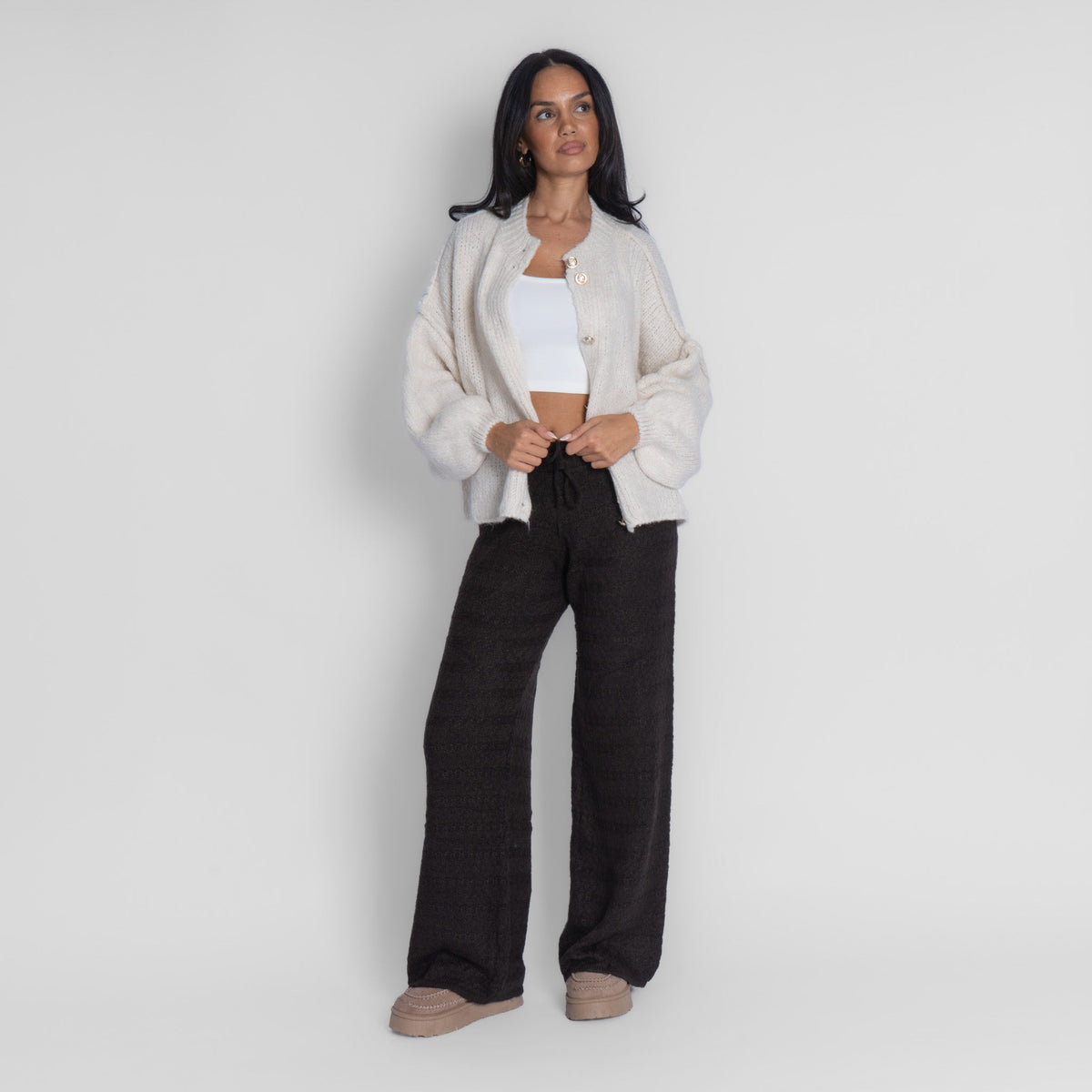 Pantalón ancho de punto suave