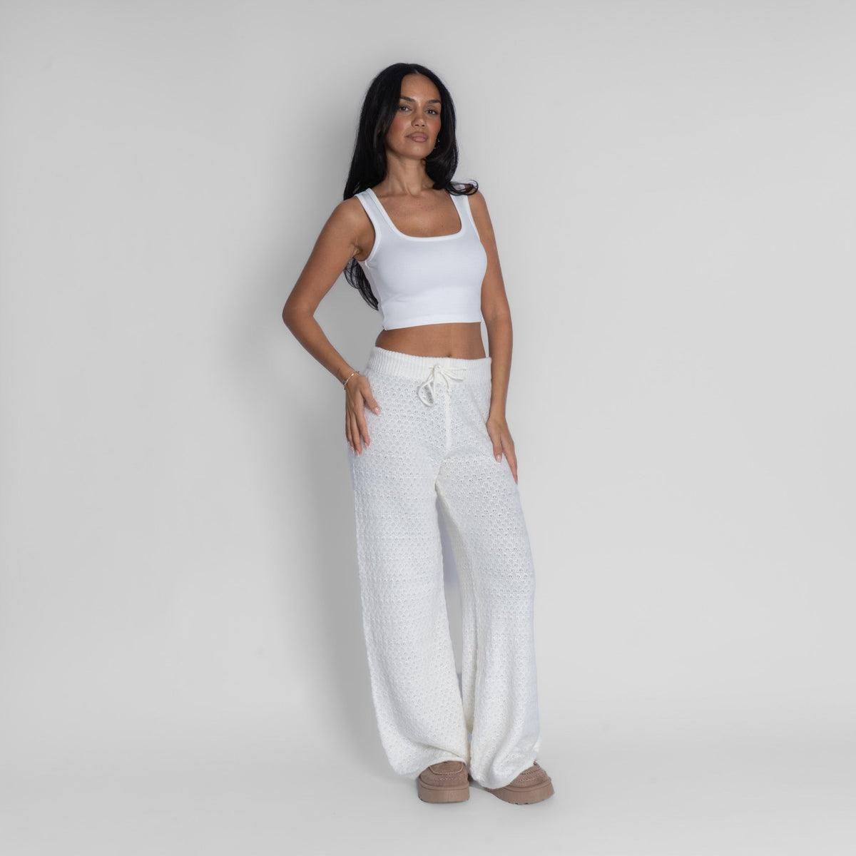 Pantalón ancho de punto suave