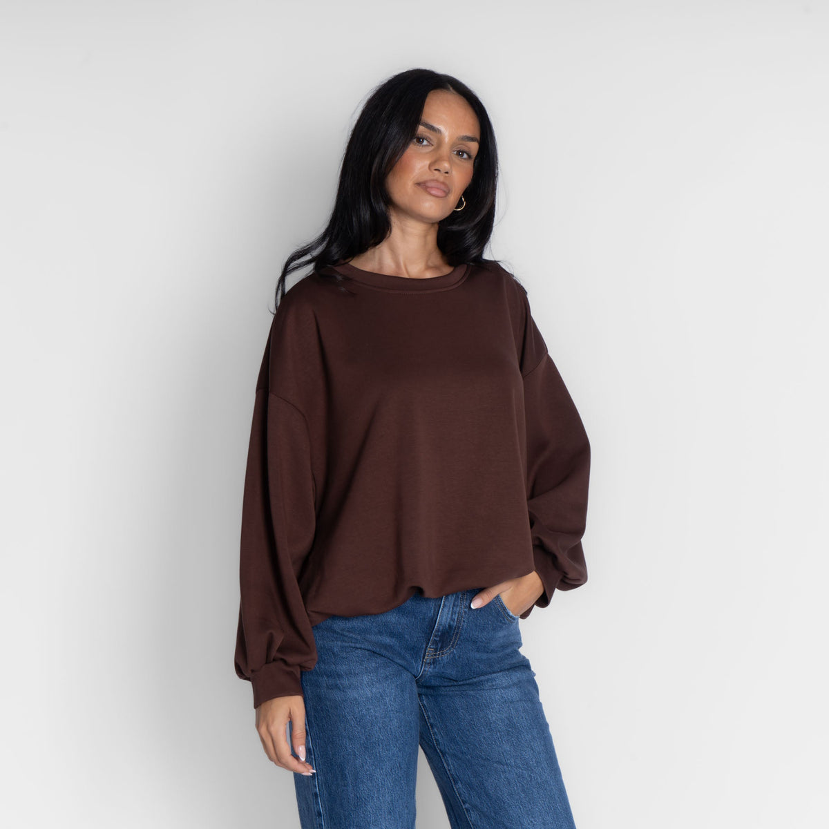 Jersey de corte amplio con bajo fruncido