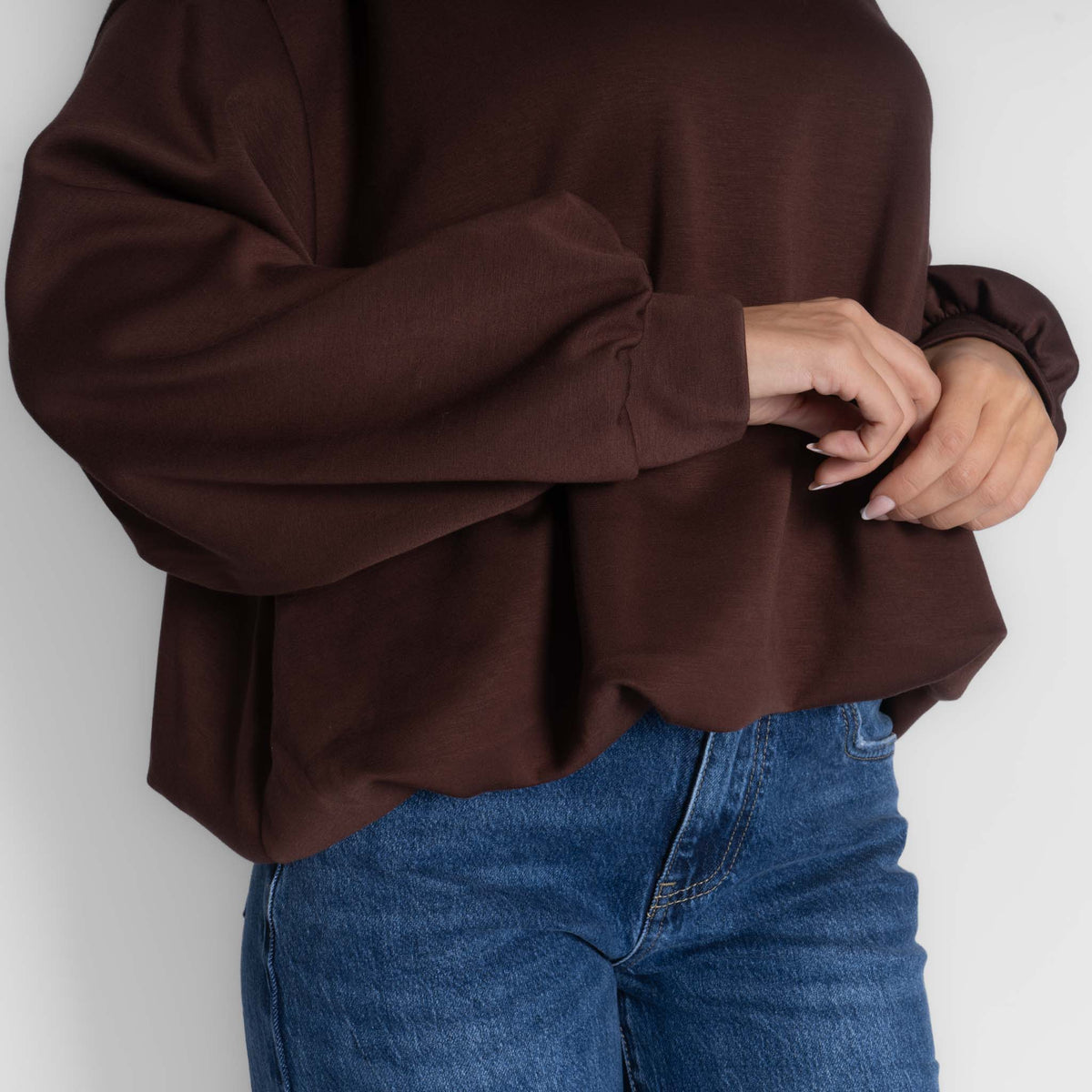 Jersey de corte amplio con bajo fruncido