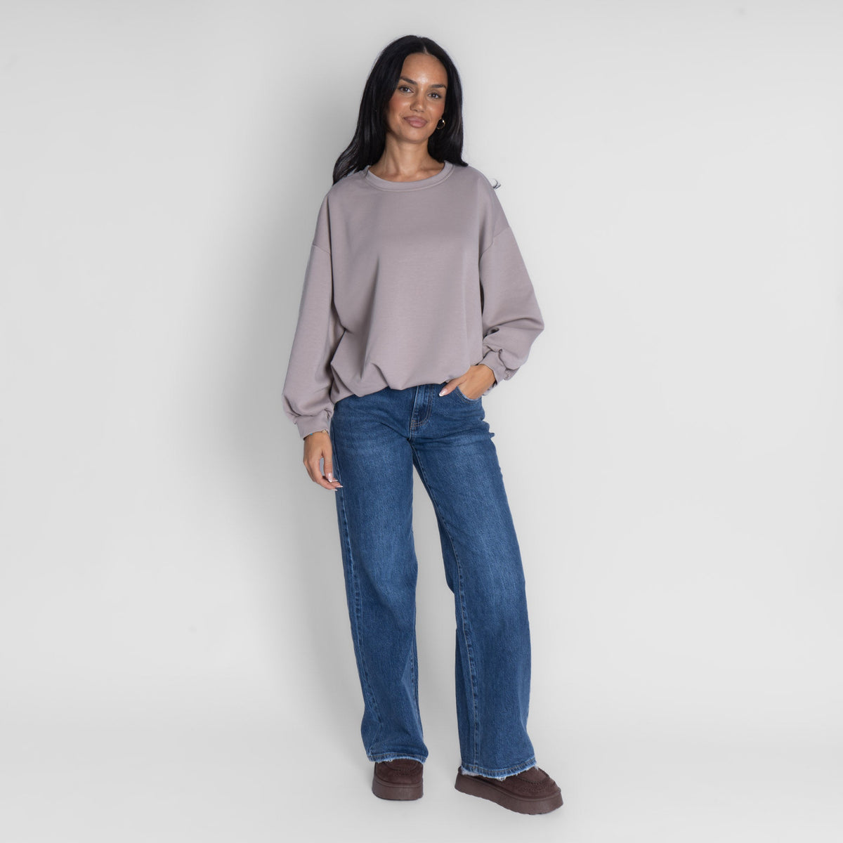 Jersey de corte amplio con bajo fruncido