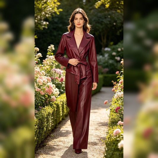 Oslo | Conjunto de chaqueta y pantalón de efecto piel · foto 1