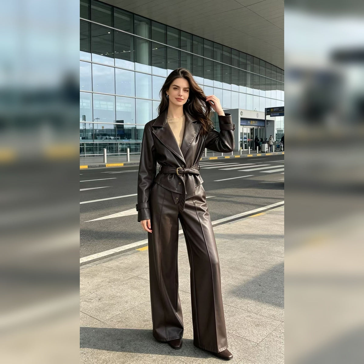 Oslo | Conjunto de chaqueta y pantalón de efecto piel · foto 3